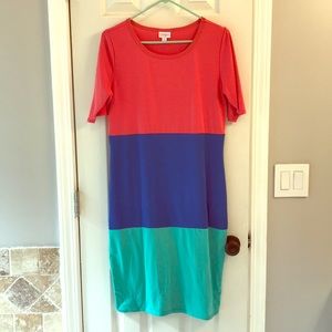 LulaRoe Julia fitted M color block dress!